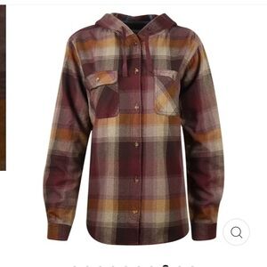 NWT Carhartt Hooded Flannel Plaid Button Up Wine Gold Plus XXL Women’s 20